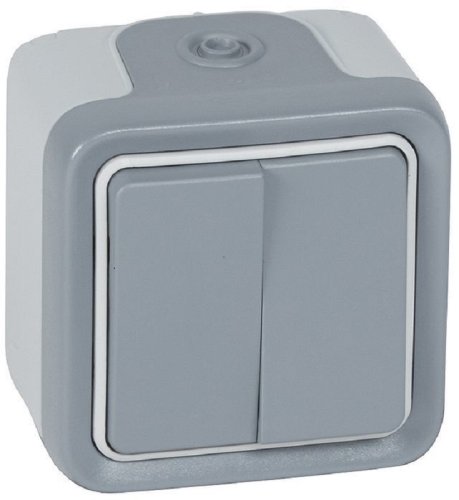 Переключатель накладной Legrand Plexo 2-кл. проходной IP55 серый картинка